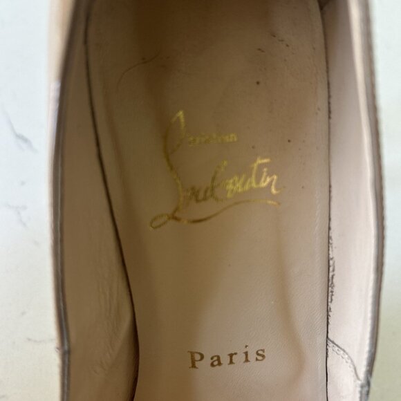 Christian Louboutin Heels IT 37.5 Beige Patent Leather Platform red bottoms pump - Picture 6 of 14